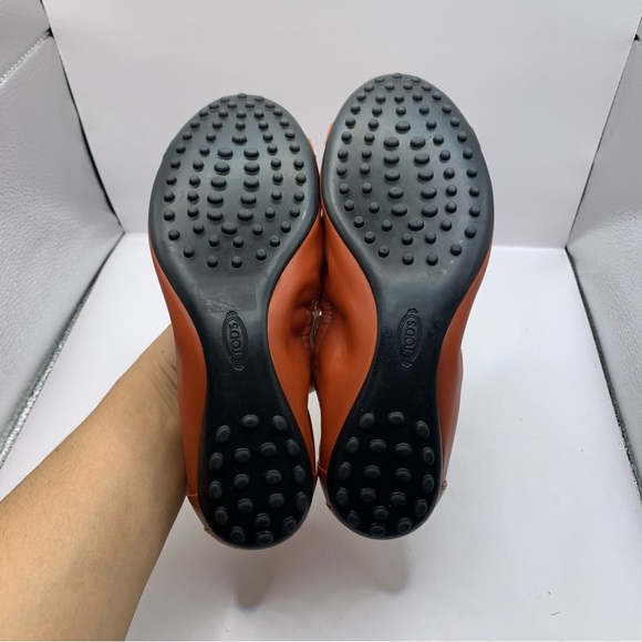 Tod's Womens Leather Buckle Ballet Flats Bright Orange 38 US 8 Slip On Cap Toe - Picture 10 of 11